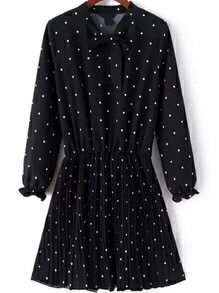 Polka Dot Bow Pleated Dress
