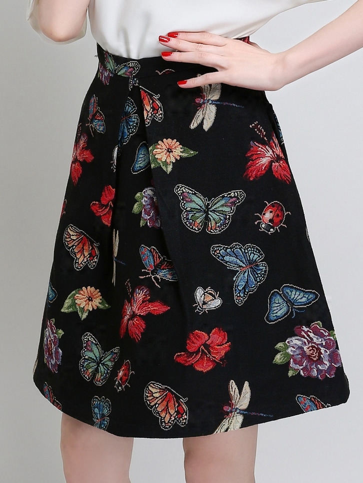 Butterfly Print ALine SkirtFor Womenromwe