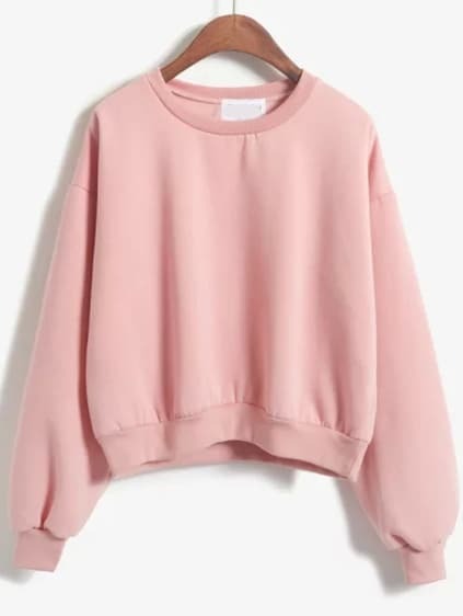 Round Neck Crop Pink Sweatshirt pictures