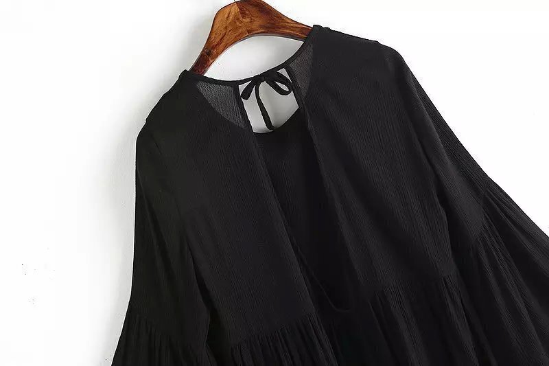 Bell Sleeve Open Back TopFor Womenromwe