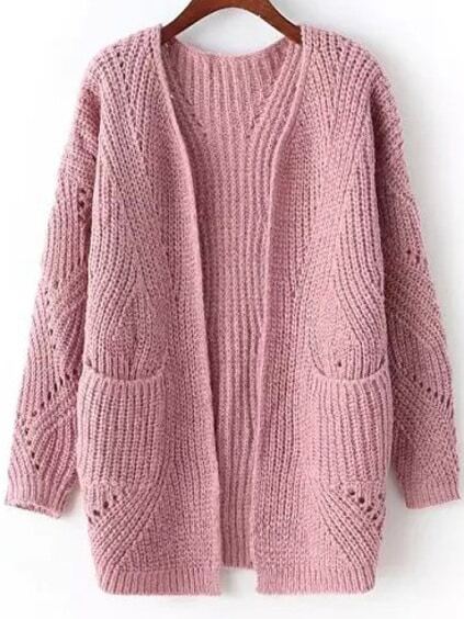 womens pink chunky knit cardigan