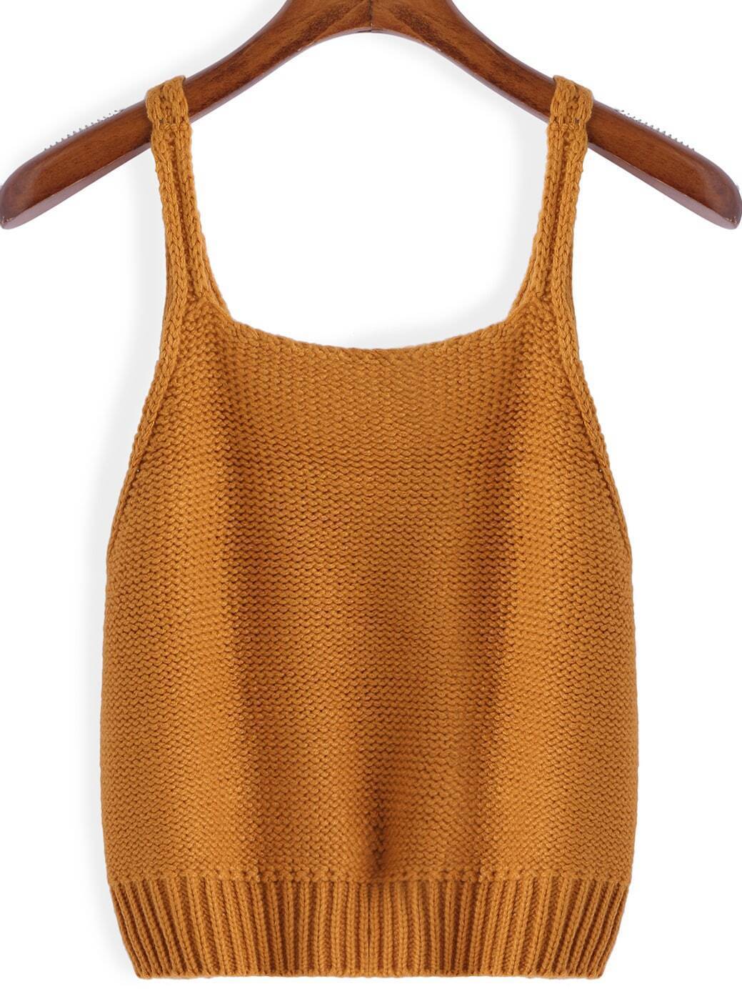 V Neck Cable Knit Khaki Sweater VestFor Womenromwe