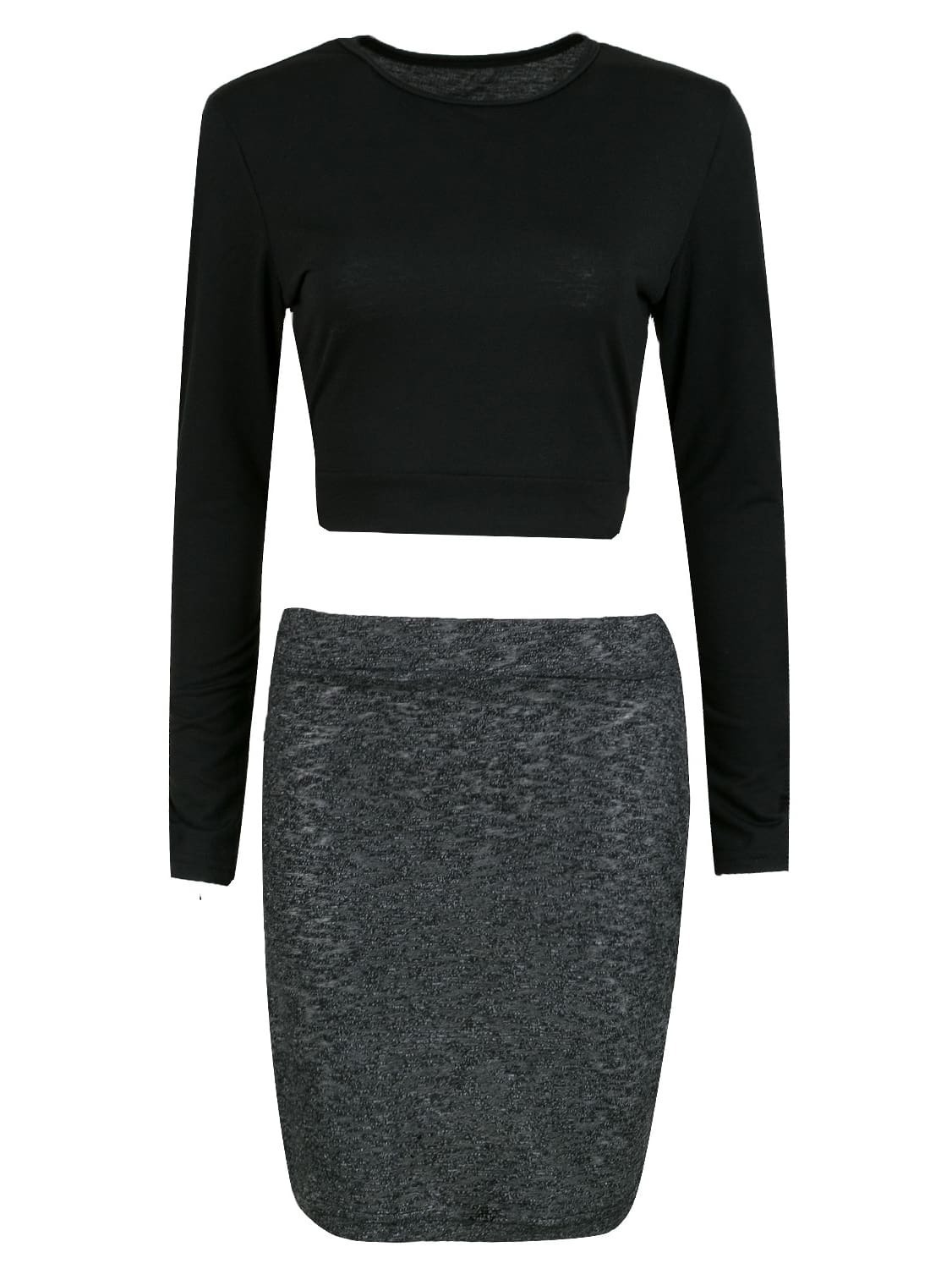 crop top long sleeve with skirt
