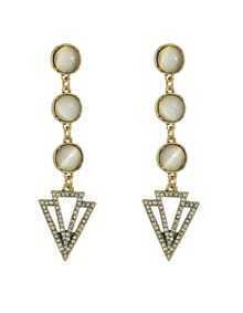 Gold Plated Beads Rhinestone Long Earrings