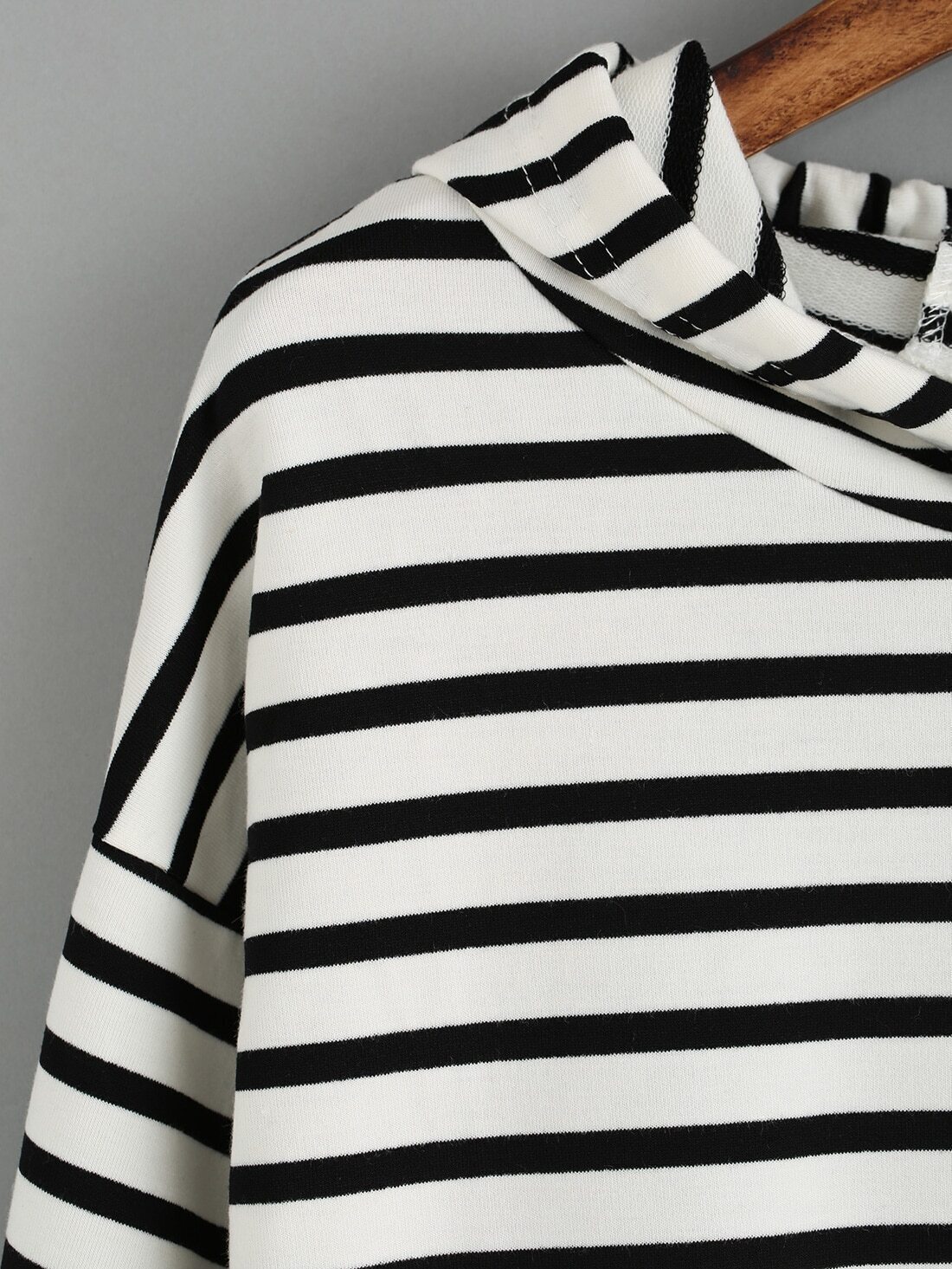 Hooded Striped Black and White SweatshirtFor Womenromwe