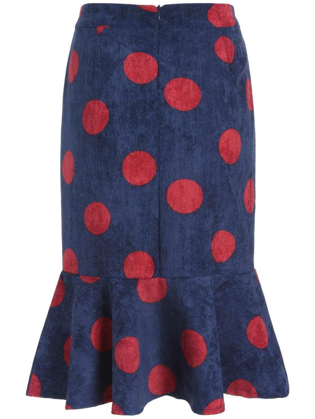 Polka Dot Peplum Hem SkirtFor Womenromwe
