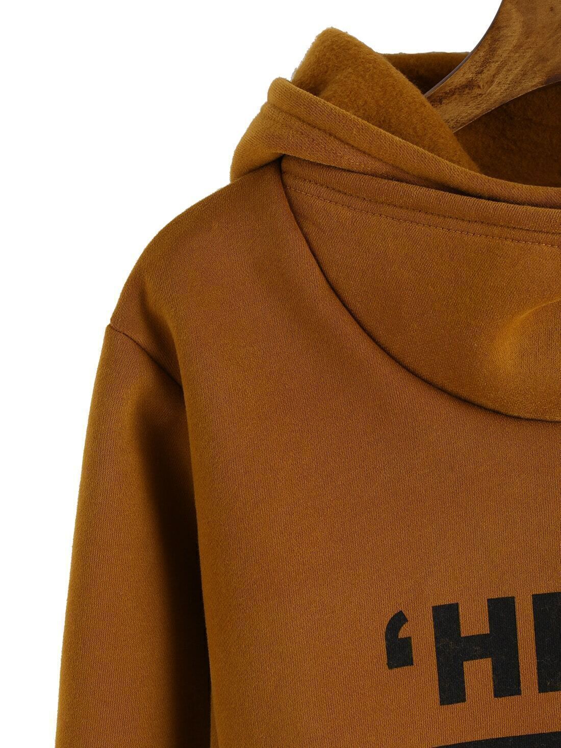 Hooded Letter Print Khaki SweatshirtFor Womenromwe