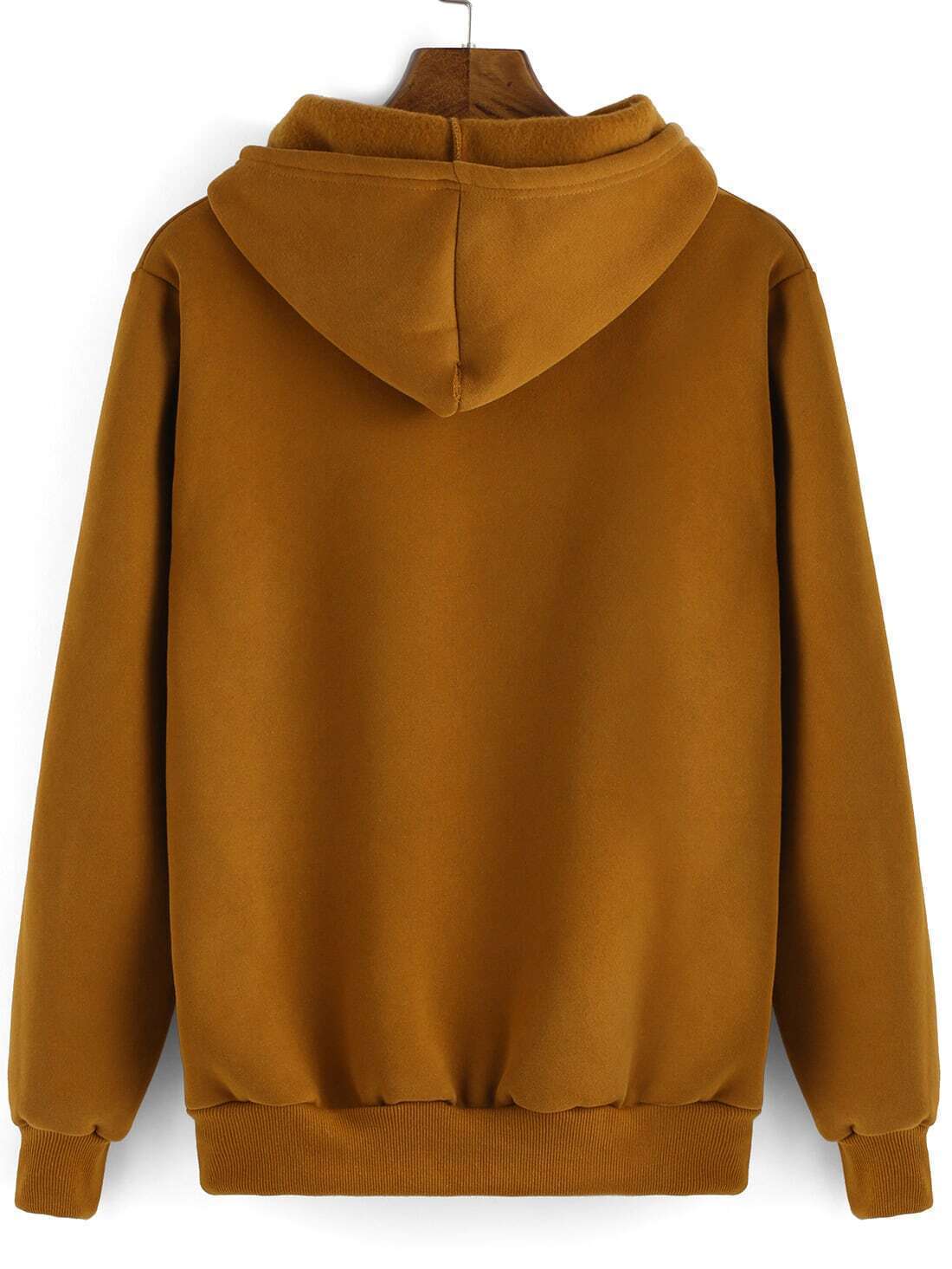 Hooded Letter Print Khaki SweatshirtFor Womenromwe