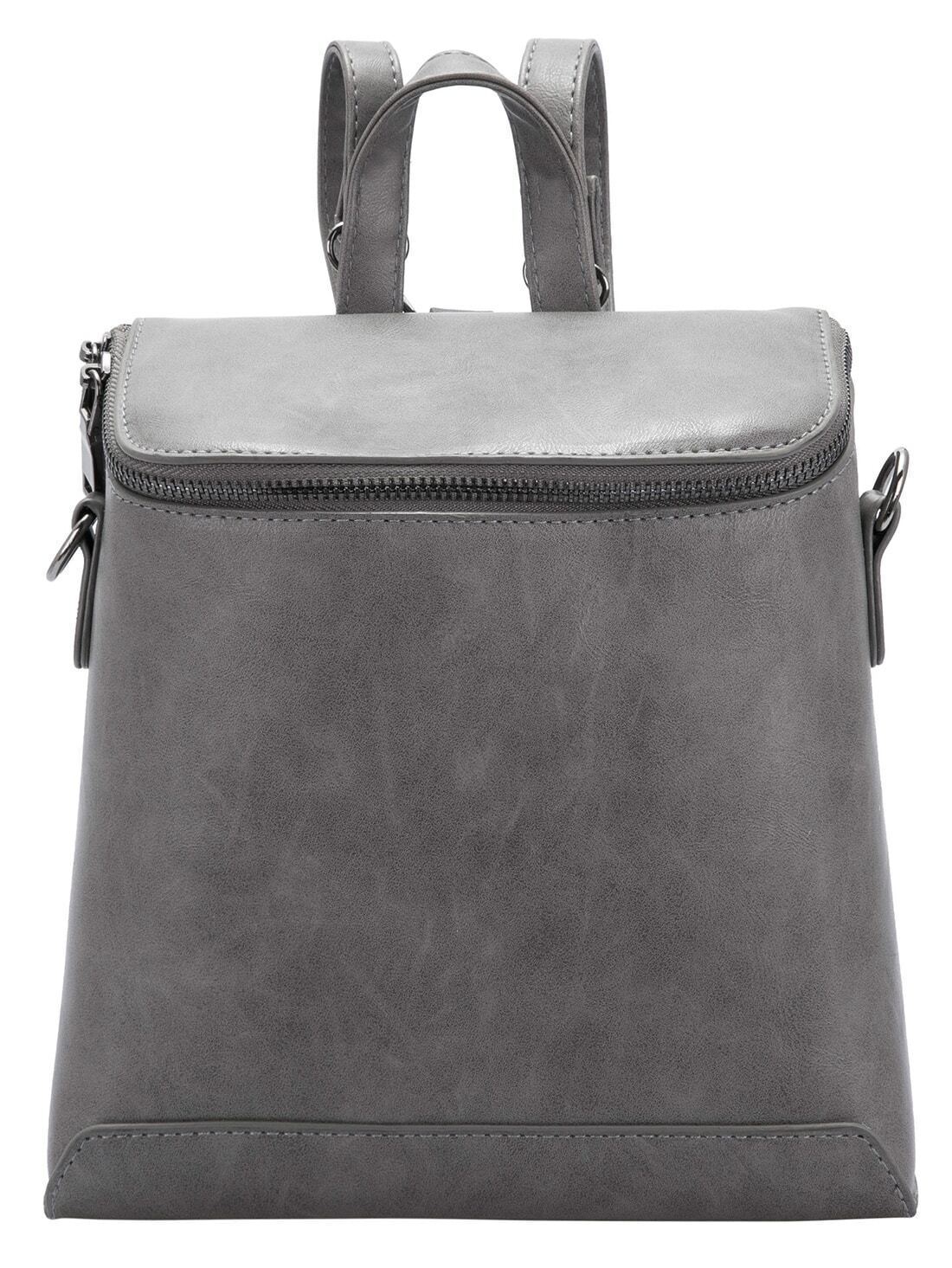 Grey Zippers PU BackpackFor Womenromwe