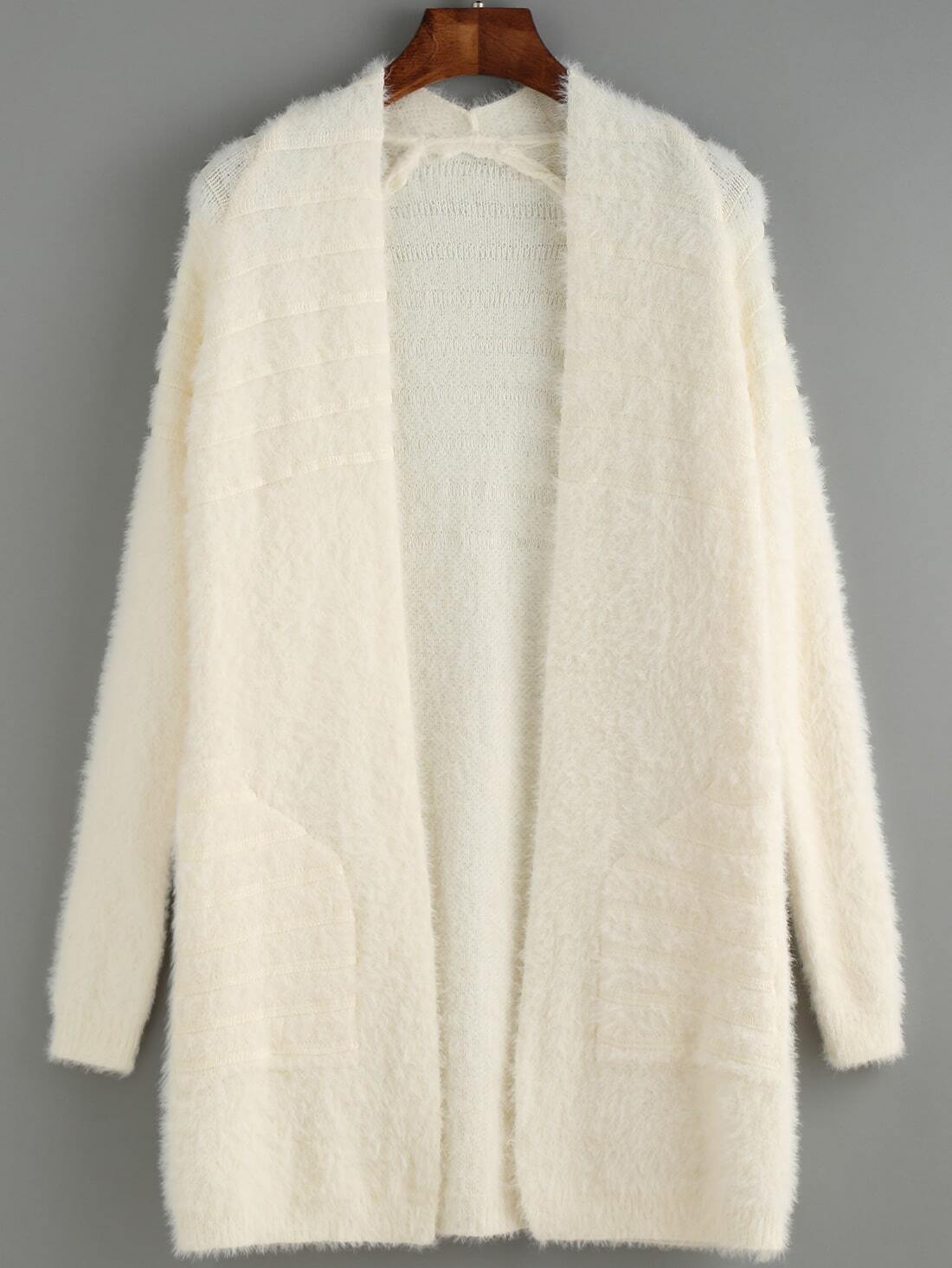 Fuzzy Long White CoatFor Womenromwe