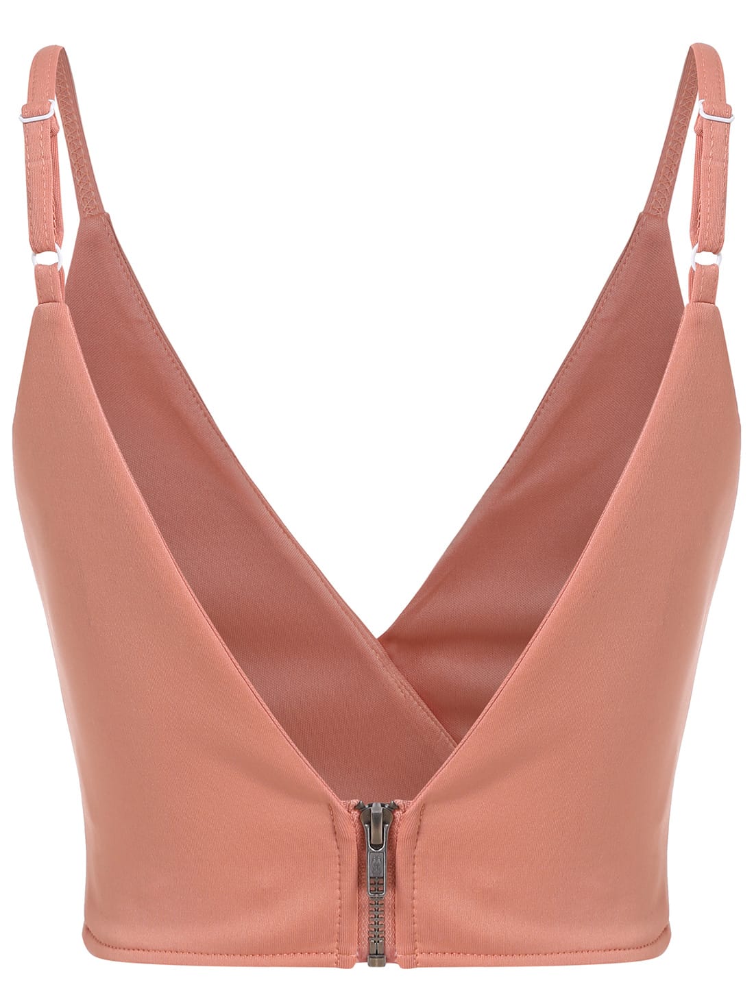 Slip Zipper Crop Orange Cami TopFor Women-romwe