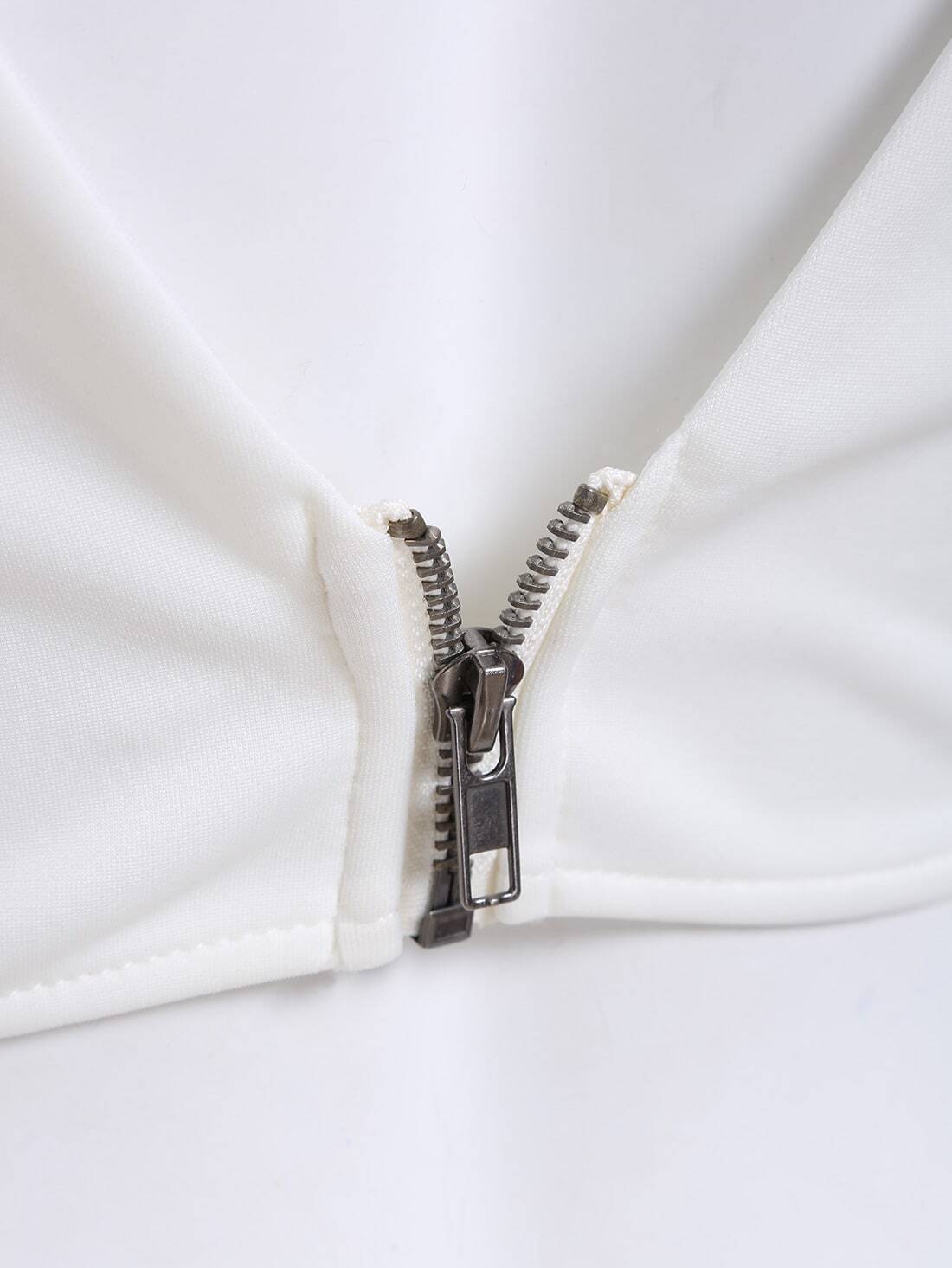 Slip Zipper Crop White Cami TopFor Women-romwe