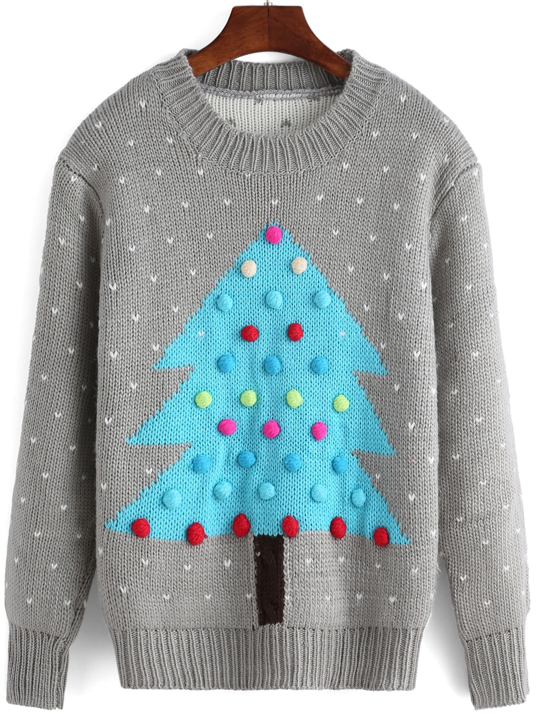 christmas tree patterned ball embellished sweater christmas tree patterned ball embellished sweater