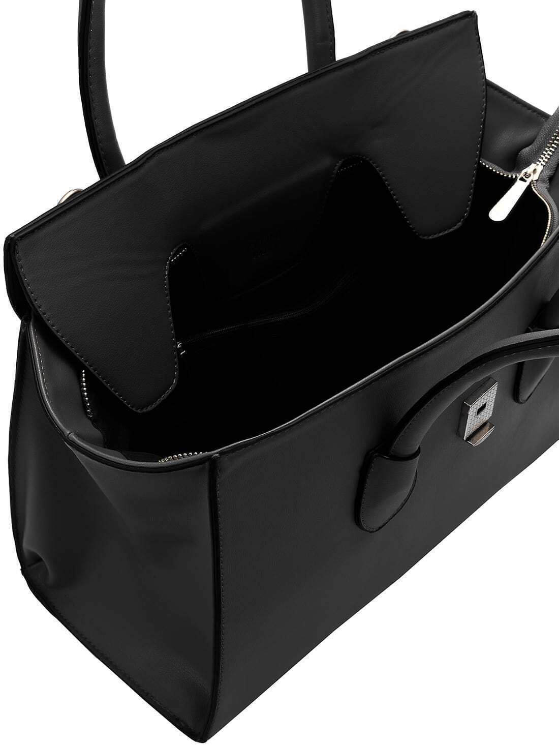 Black Magnetic Buckle PU Shoulder BagFor Women-romwe