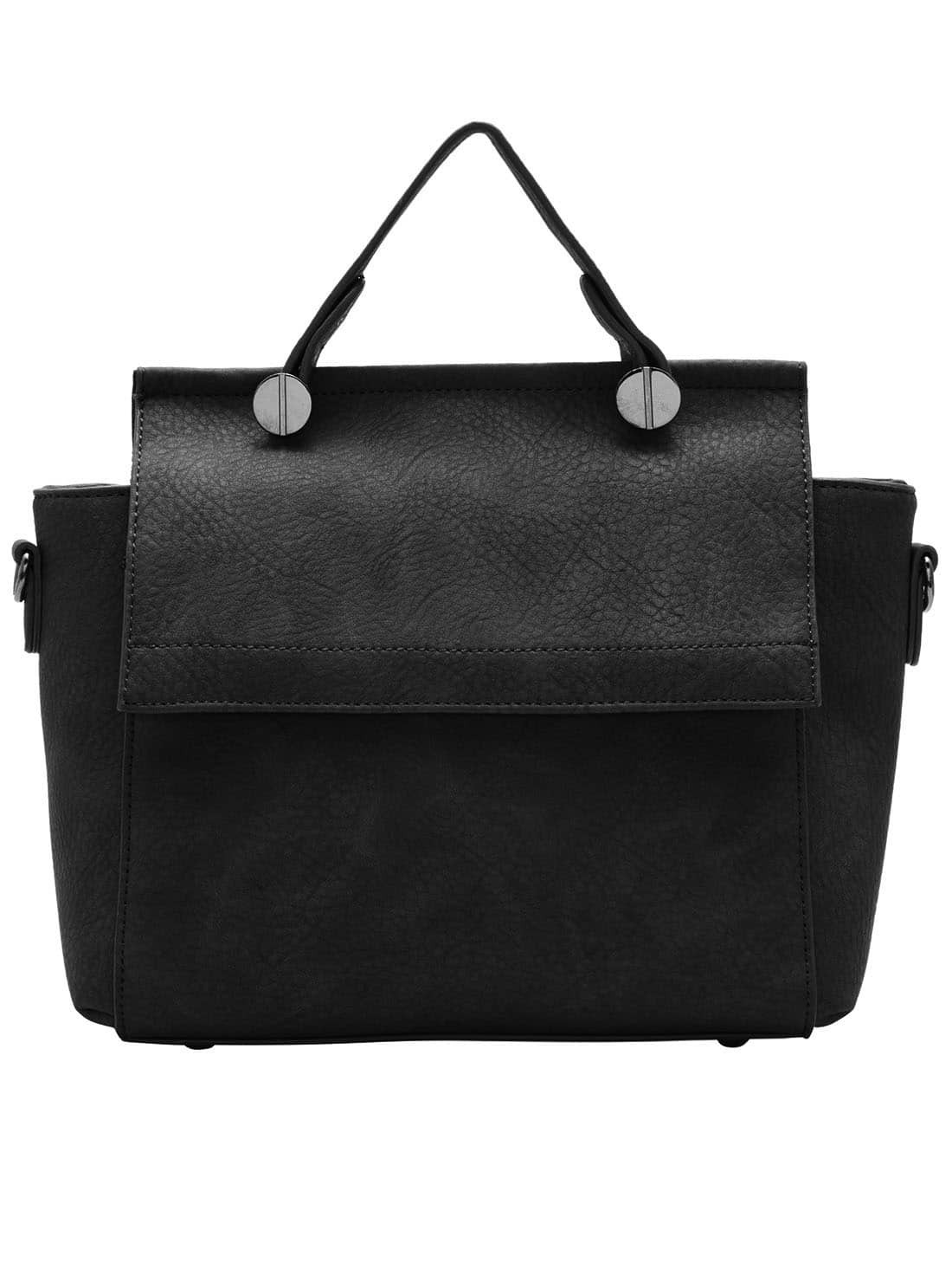 Black Zipper Classic PU Shoulder BagFor Womenromwe