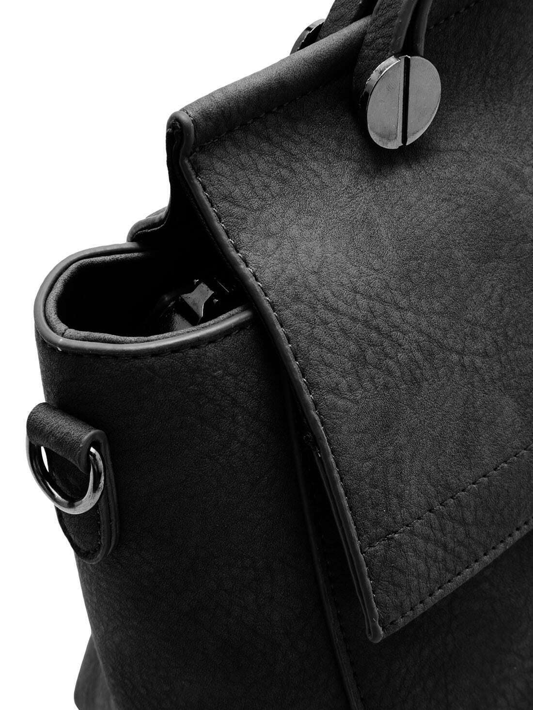 Black Zipper Classic PU Shoulder BagFor Womenromwe