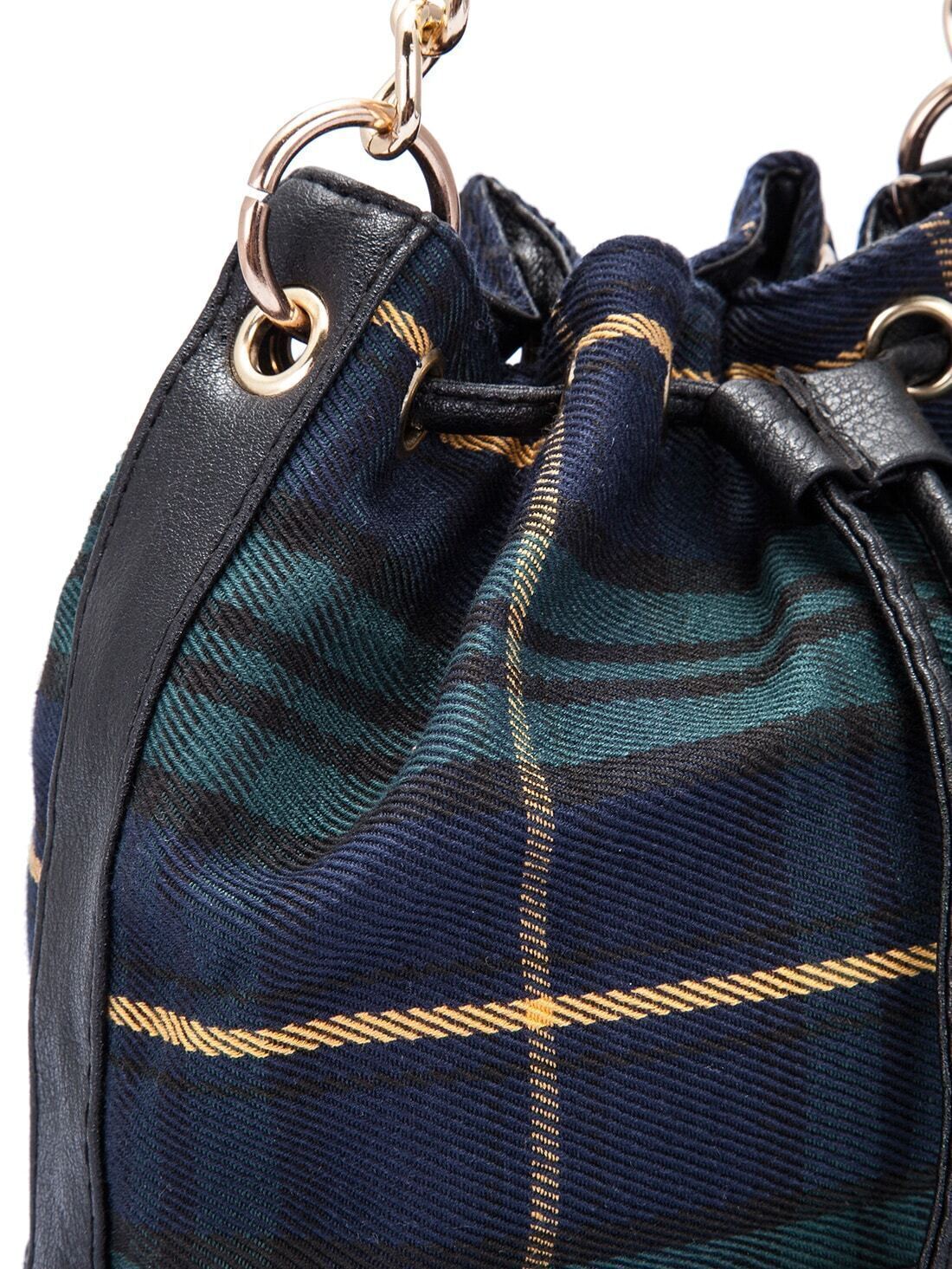 Colour Drawstring Chain Bucket BagFor Womenromwe