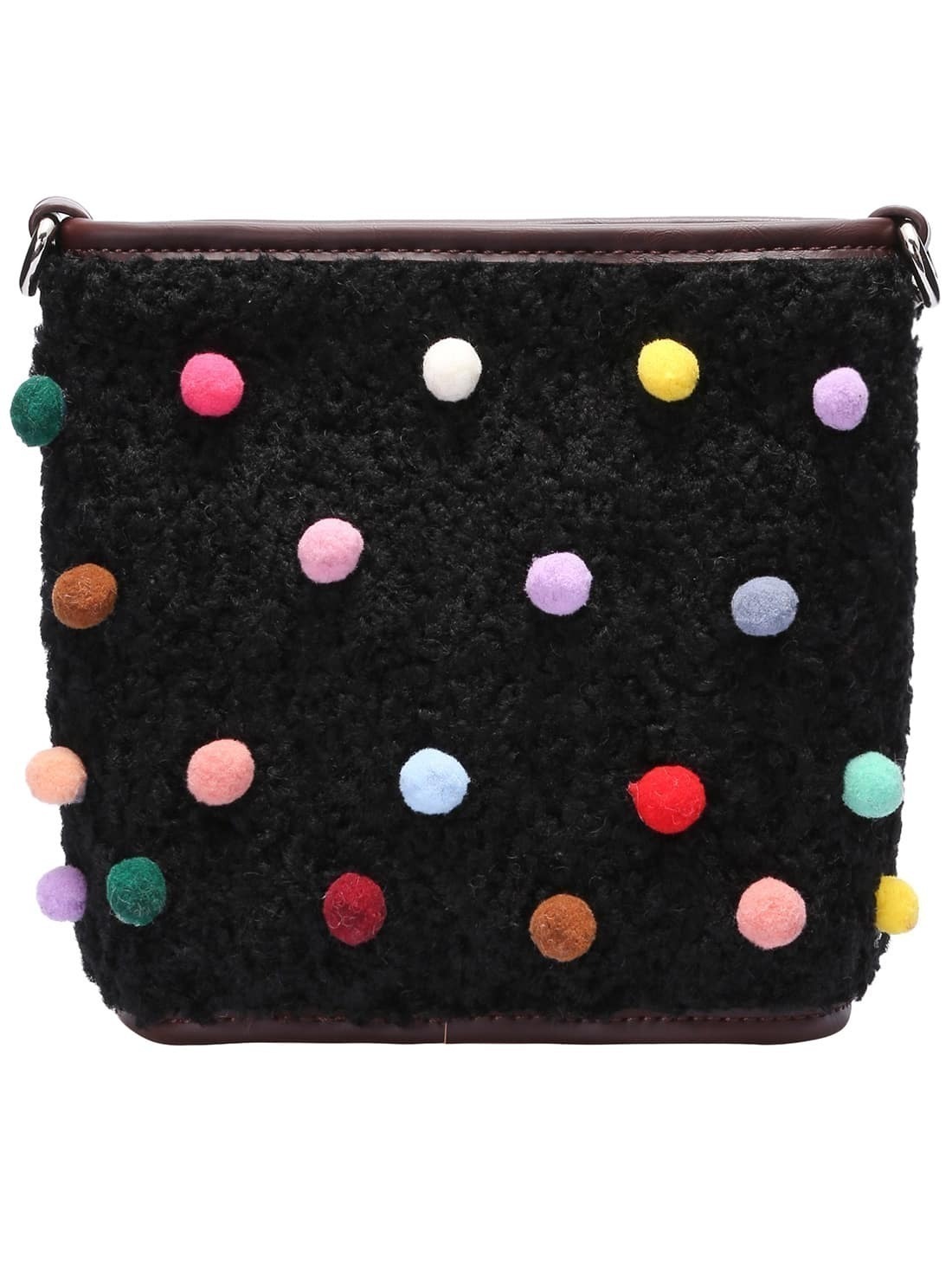 Black Zipper Ball Embellished BagFor Womenromwe