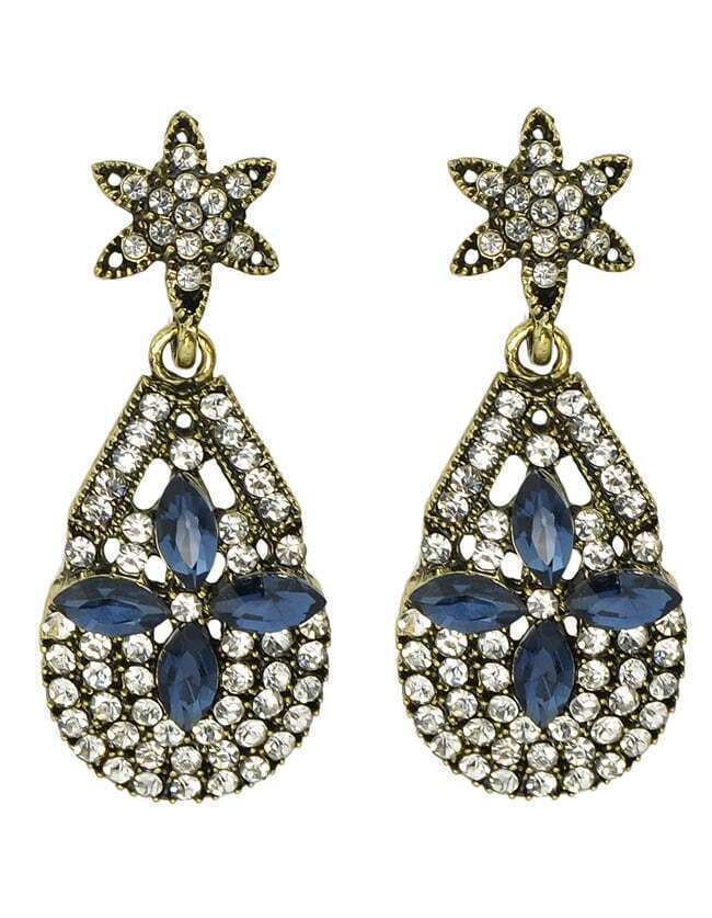 White Rhinestone Flower Drop Earrings Jewelry FashionFor Womenromwe