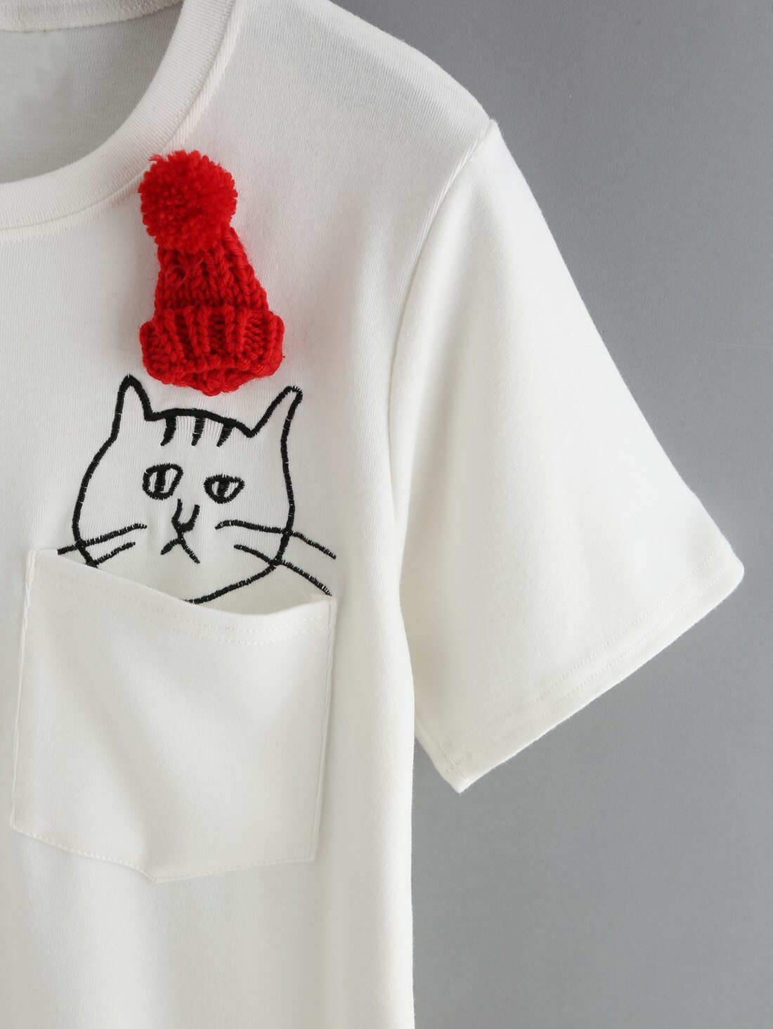 Hat Cat Embroidered TshirtFor Womenromwe