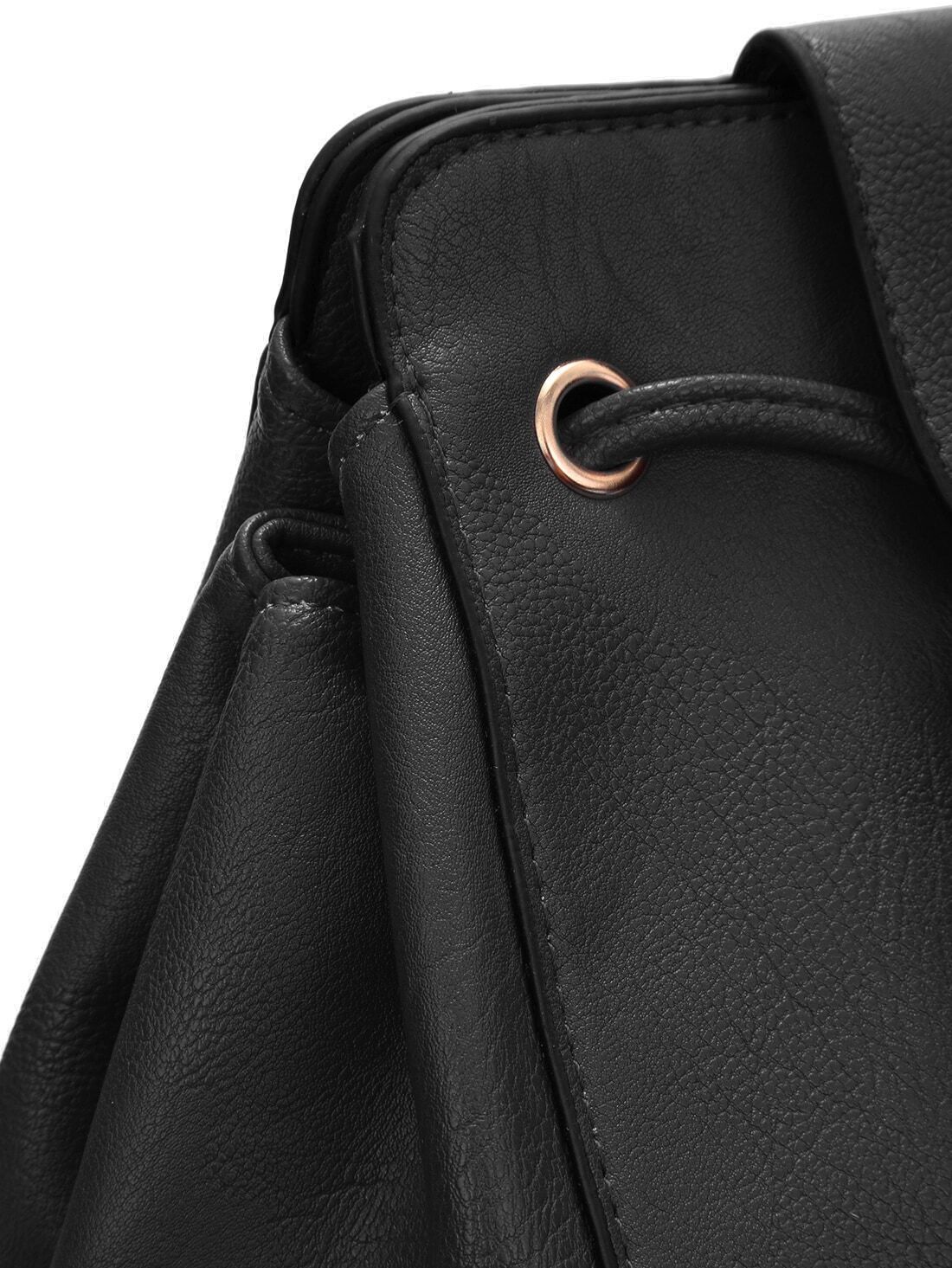 Black Drawstring Tassel Satchel BagFor Womenromwe