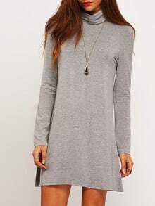Grey High Neck Casual Dress