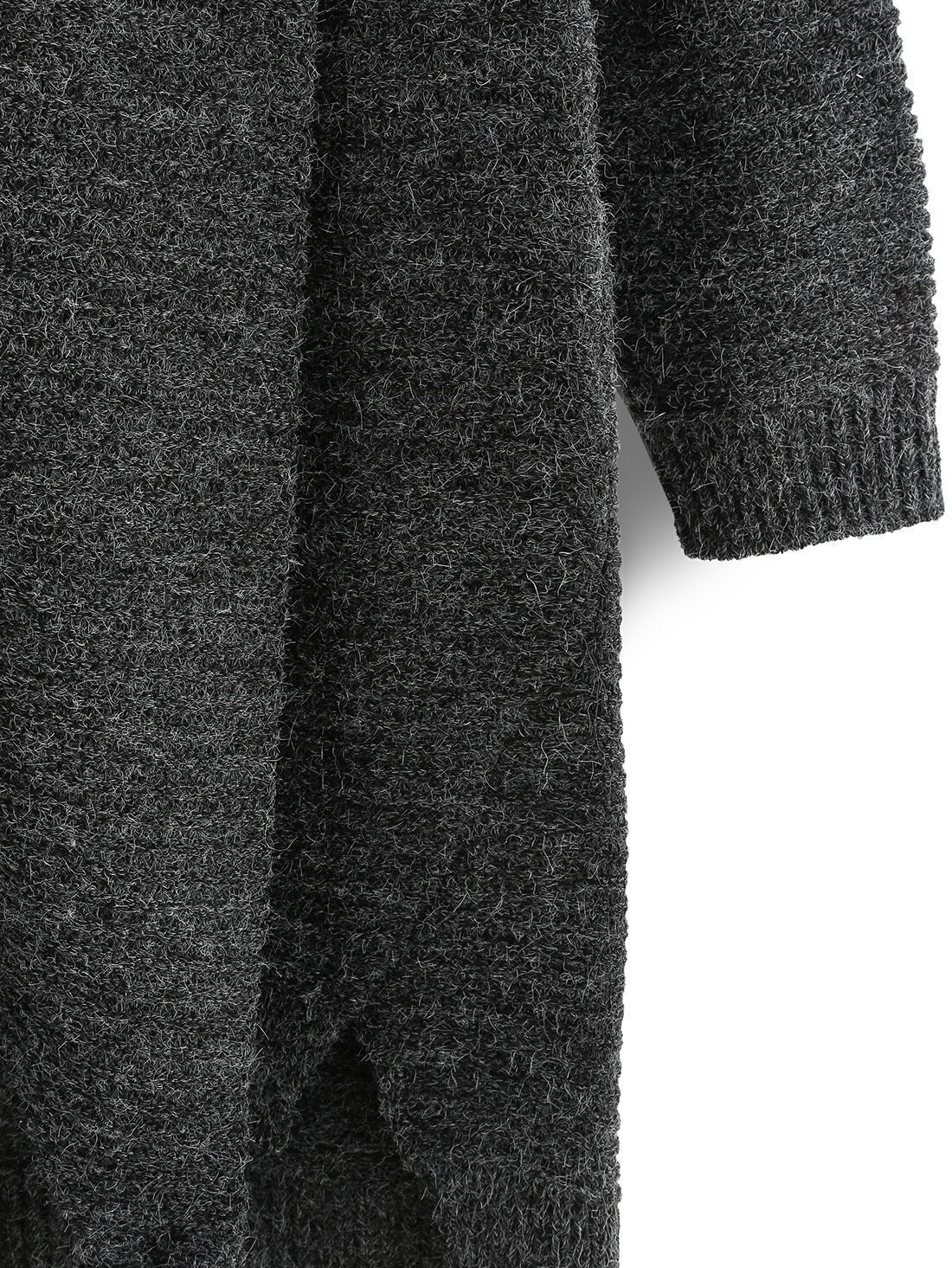 Shawl Collar Dip Hem Split Sweater Dress With ScarfFor Womenromwe