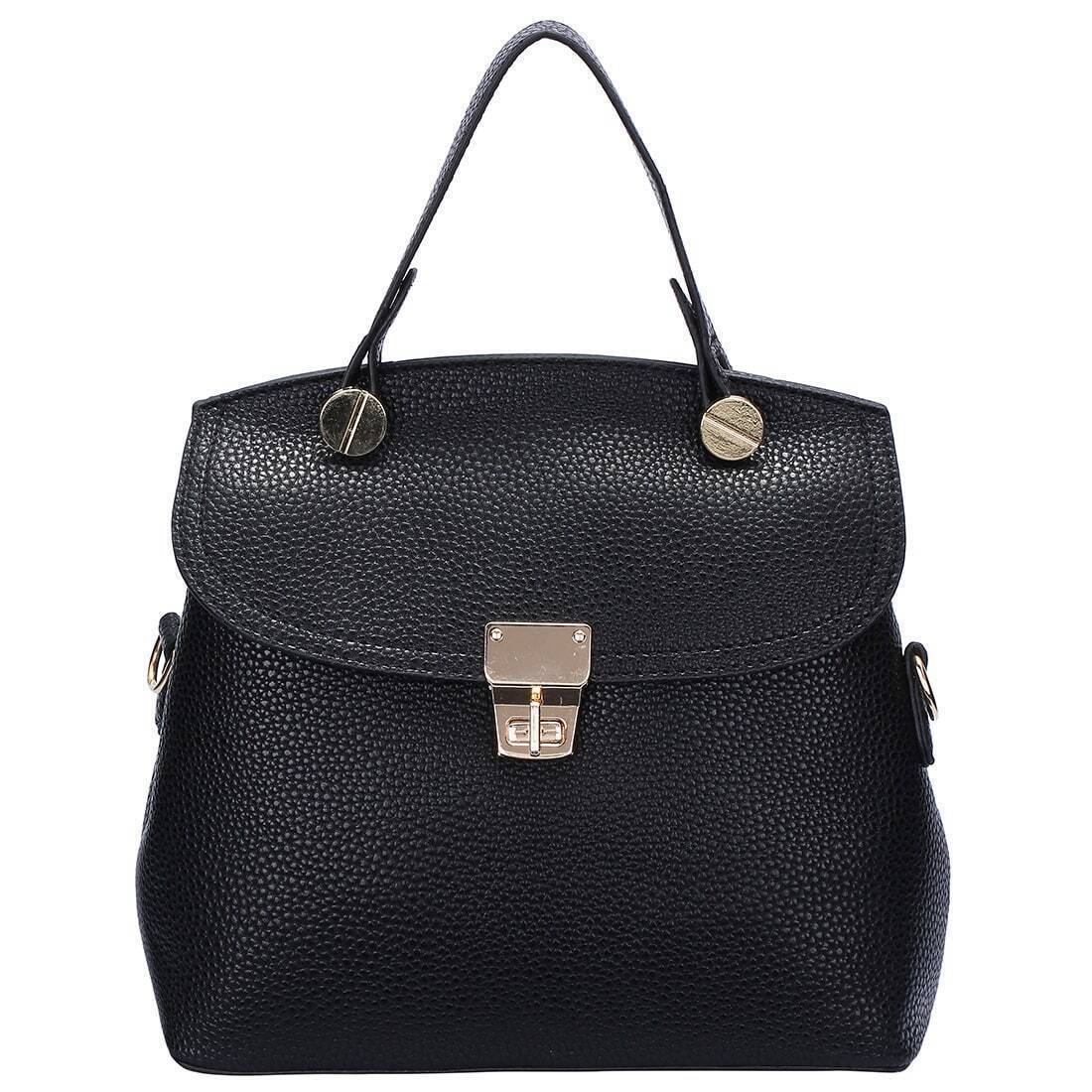 Black Twist Lock Shoulder BagFor Womenromwe