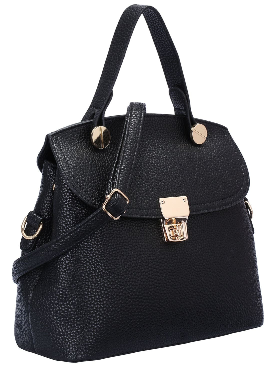 Black Twist Lock Shoulder BagFor Womenromwe