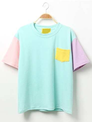 Color-block T-shirt With Pocket Color-block T-shirt With Pocket