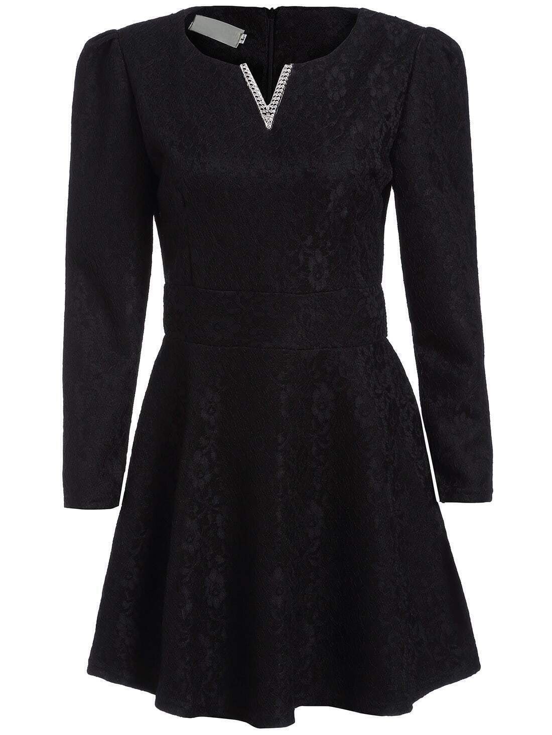 V Cut Lace ALine DressFor Womenromwe