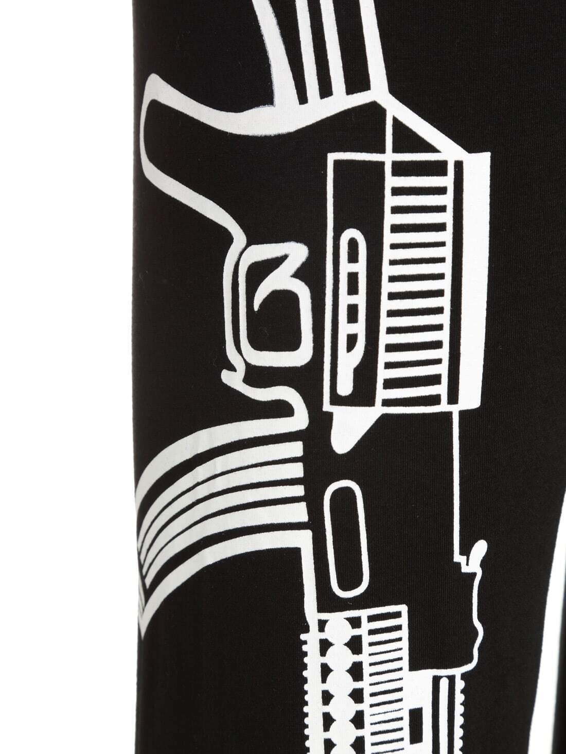 Black Slim Gun Print LeggingsFor Womenromwe