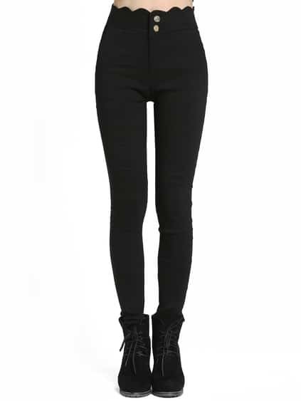 Black Scalloped Skinny Pant