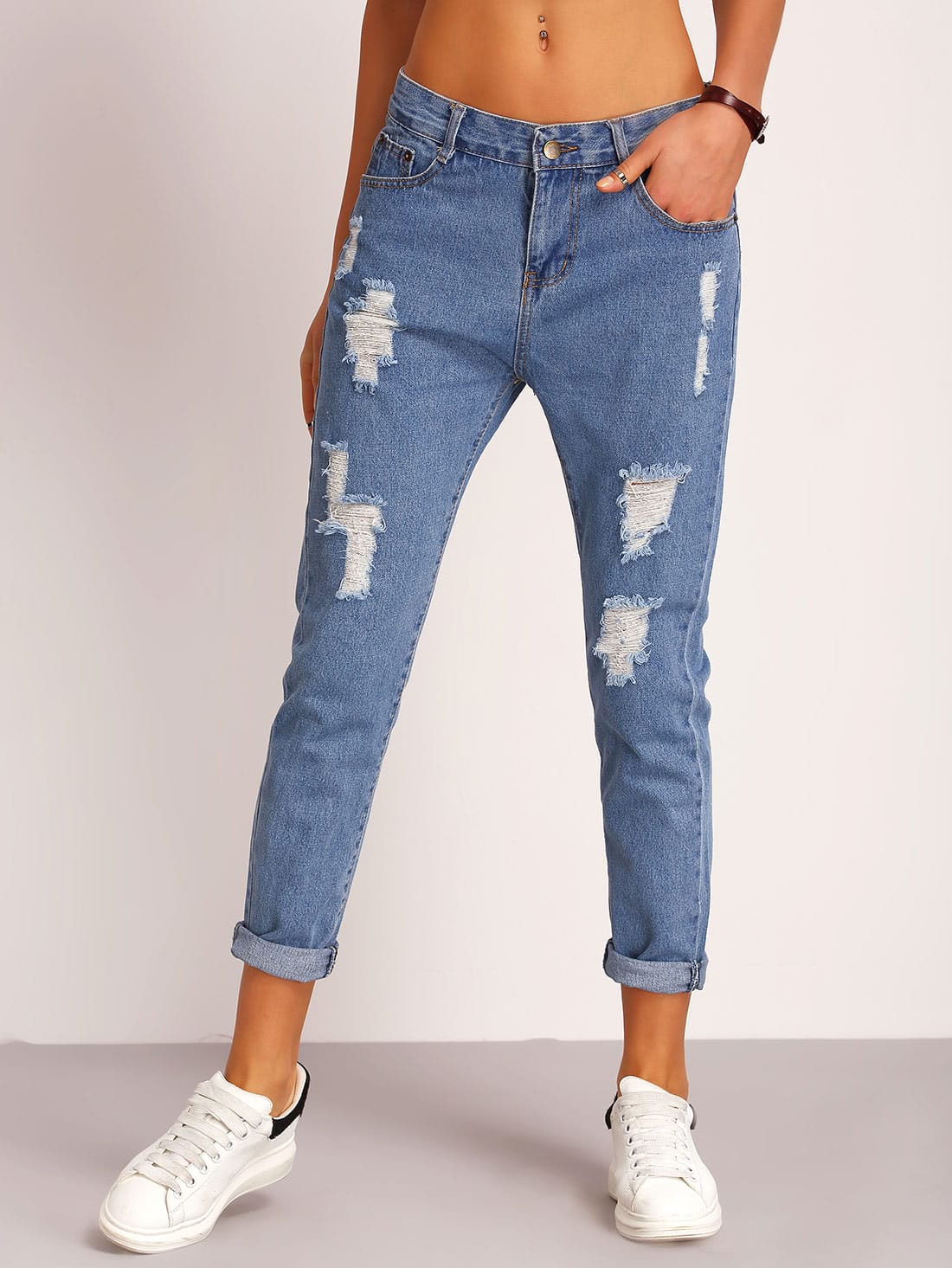 Blue Ripped Denim Pant