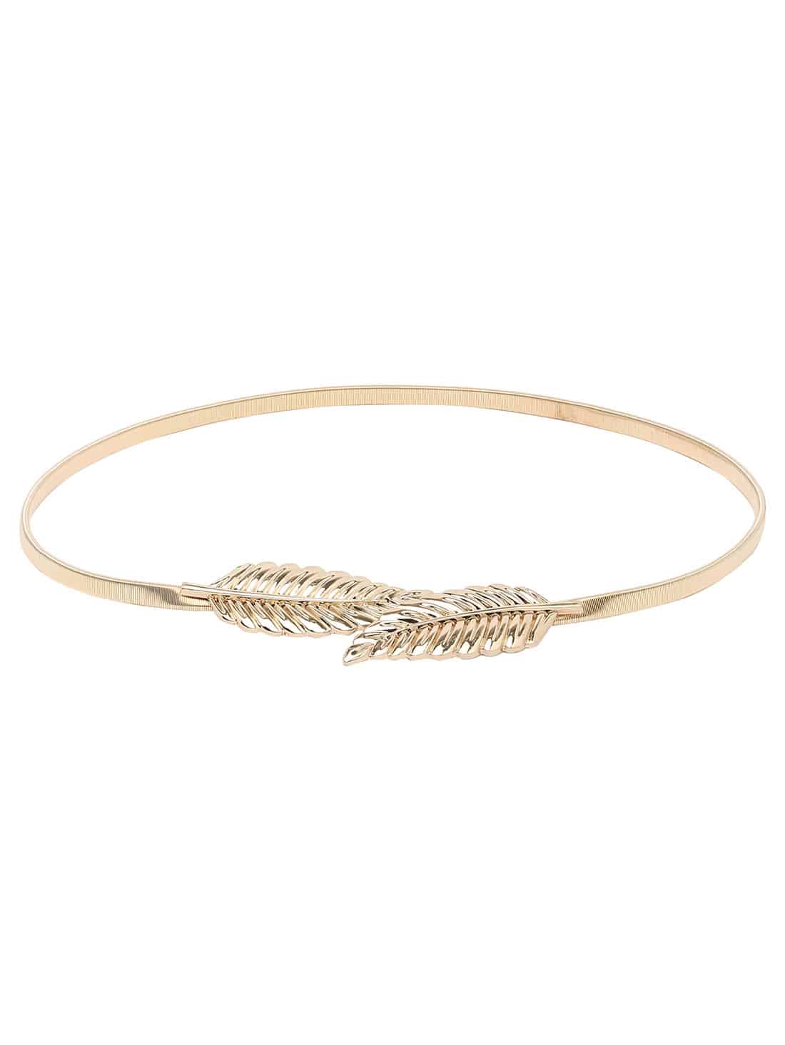 Leaf Buckle Golden Metal Elastic Belt