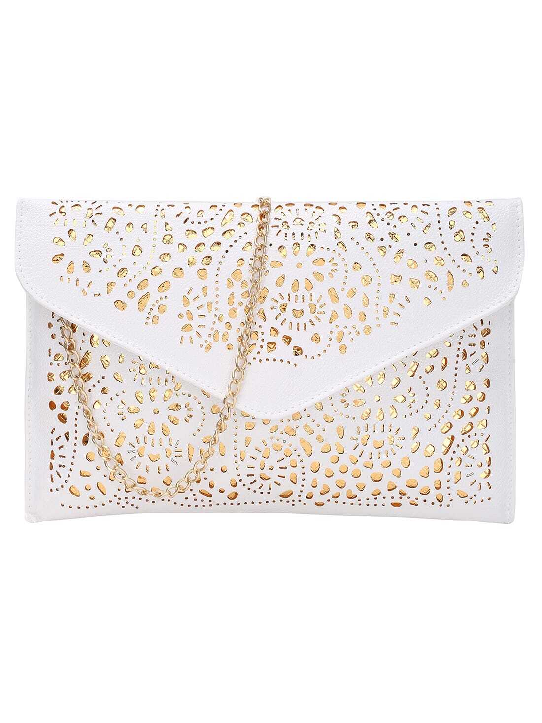 Laser Cut Envelope Clutch With Chain
