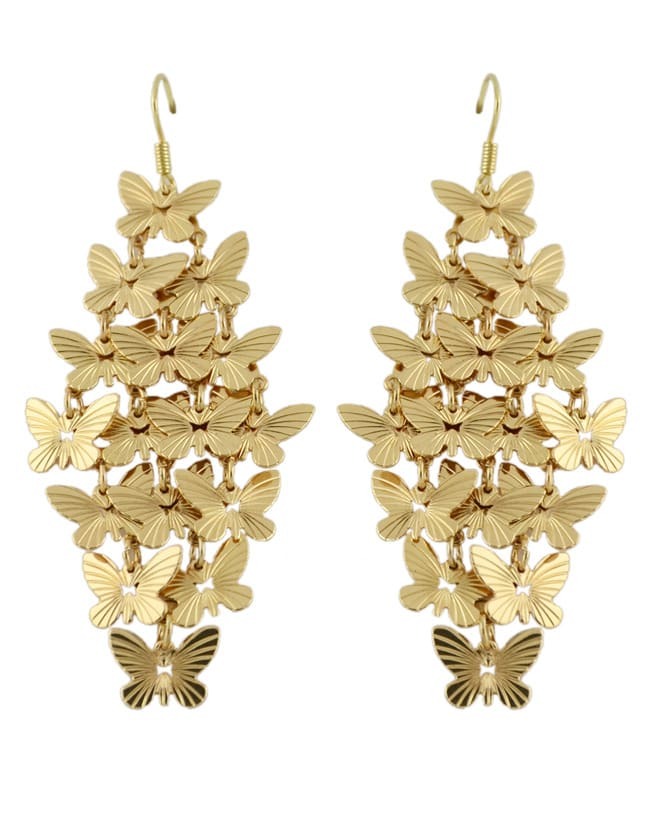 Gold Butterfly Drop Earring