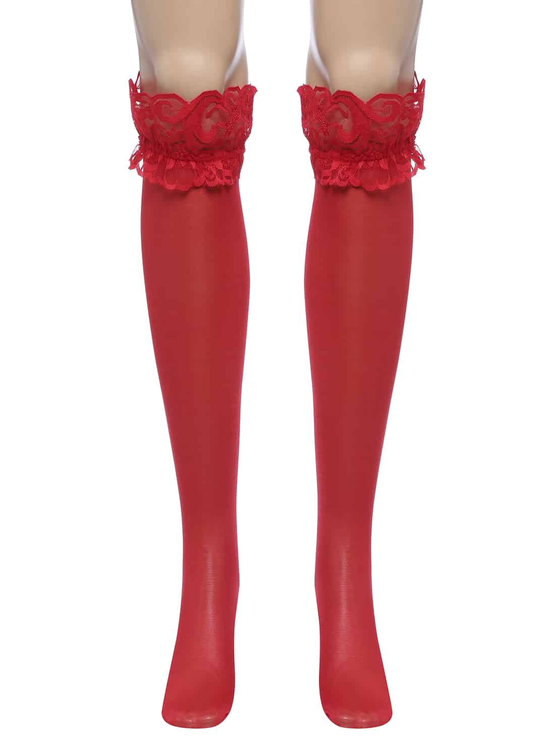 Women's Sexy Sheer Red Thigh High Stockings with Back Seams