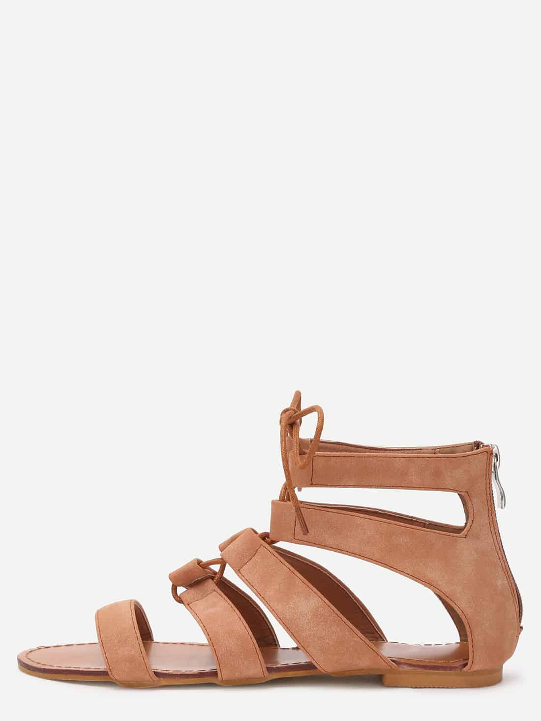 Brown Peep Toe Caged Cut Out Gladiator Sandals