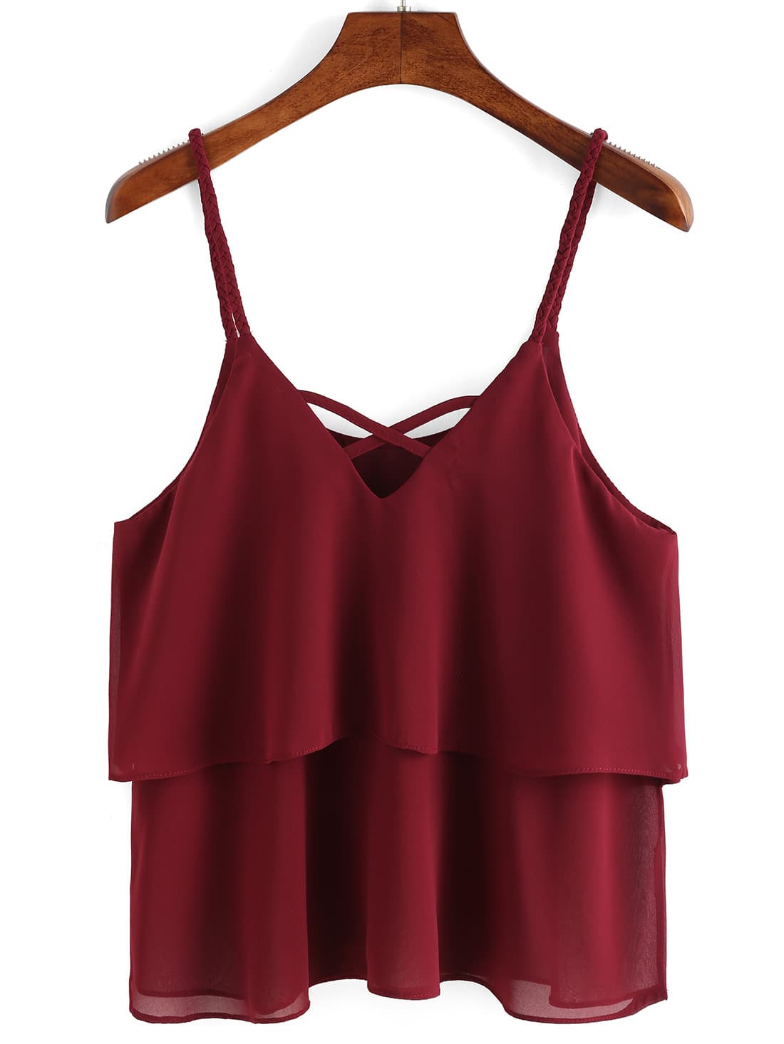 Braided Crisscross Layered Chiffon Cami Top