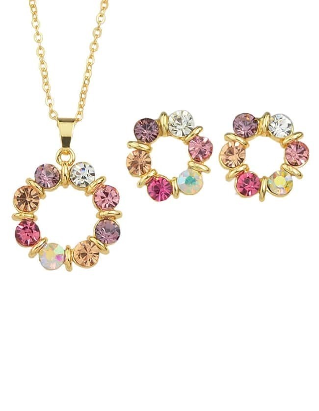 Rhinestone Flower Pendant Jewerly sets