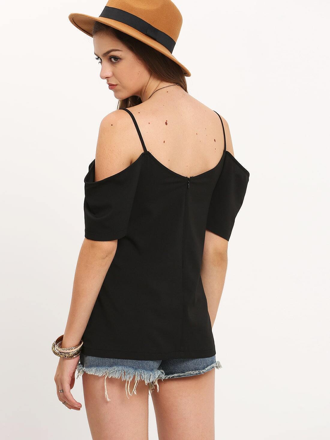 black cold shoulder top