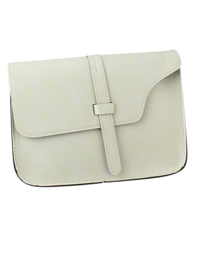 White Pu Leather Straps Shoulder Bag