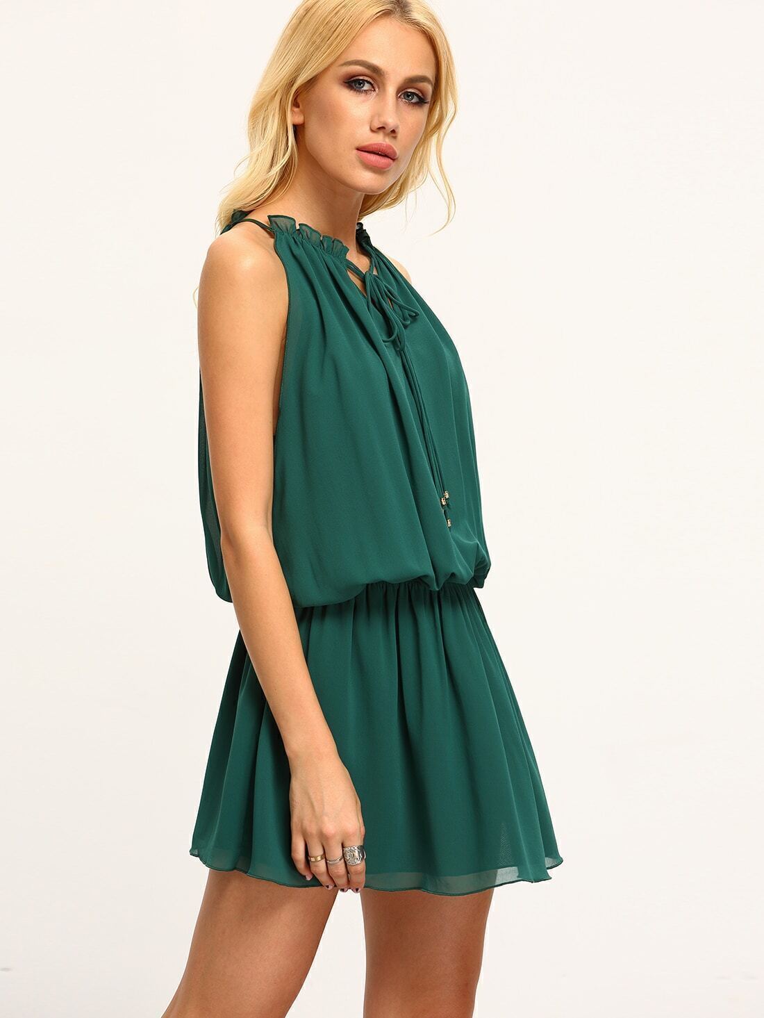JOSEPH Tie Neck Green Dress - We Select Dresses
