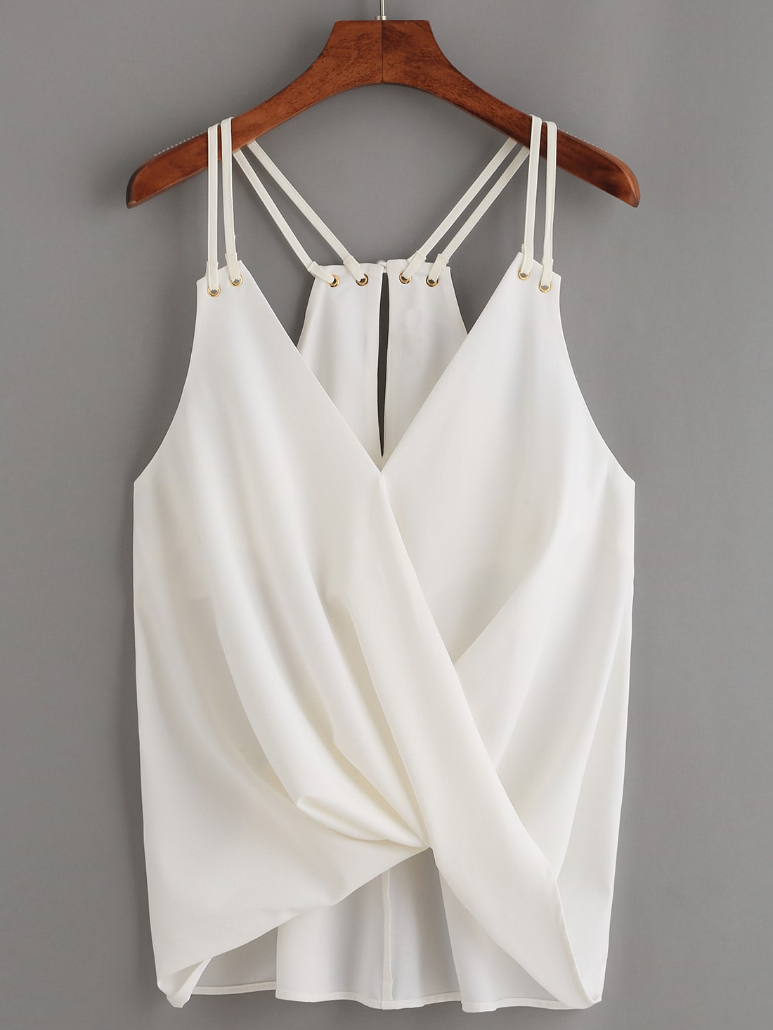 White Keyhole Racerback Draped Strappy Cami Top