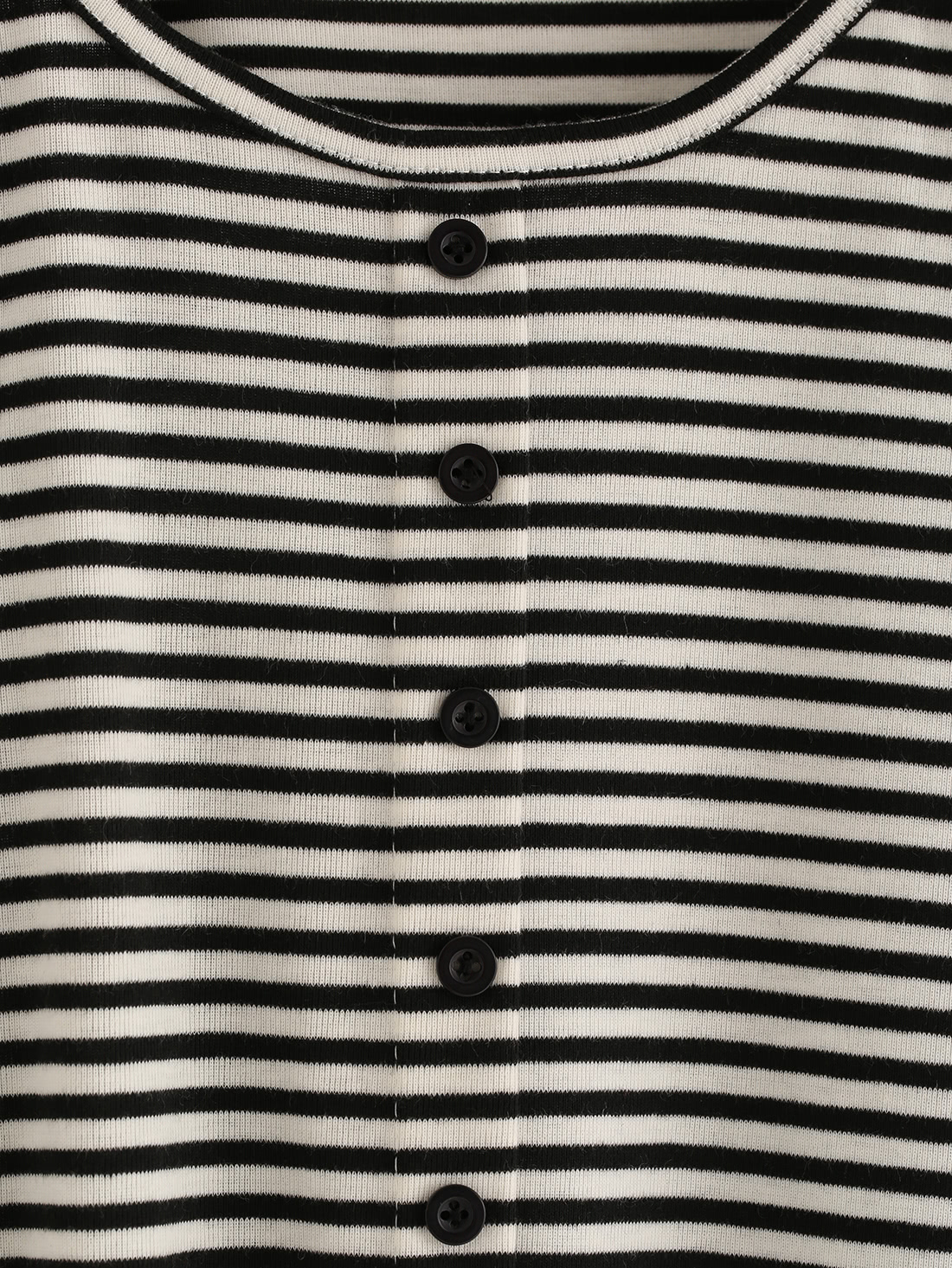 Black White Striped Tshirt With ButtonsFor Womenromwe