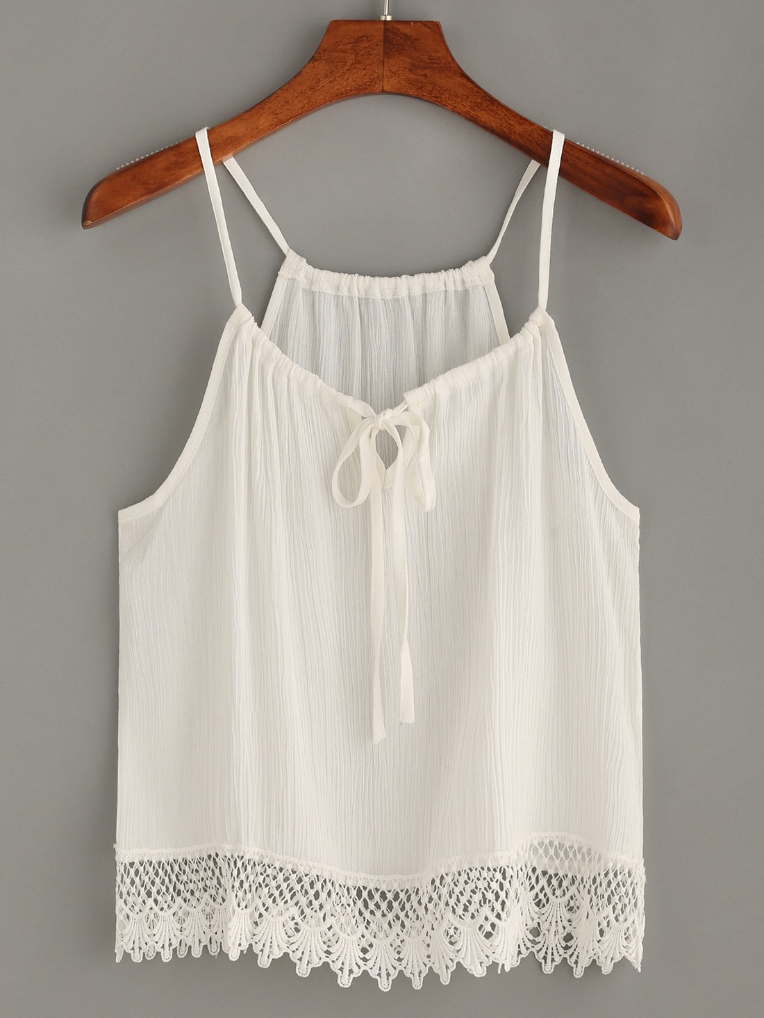 White Scalloped Crochet Trimmed Cami Top