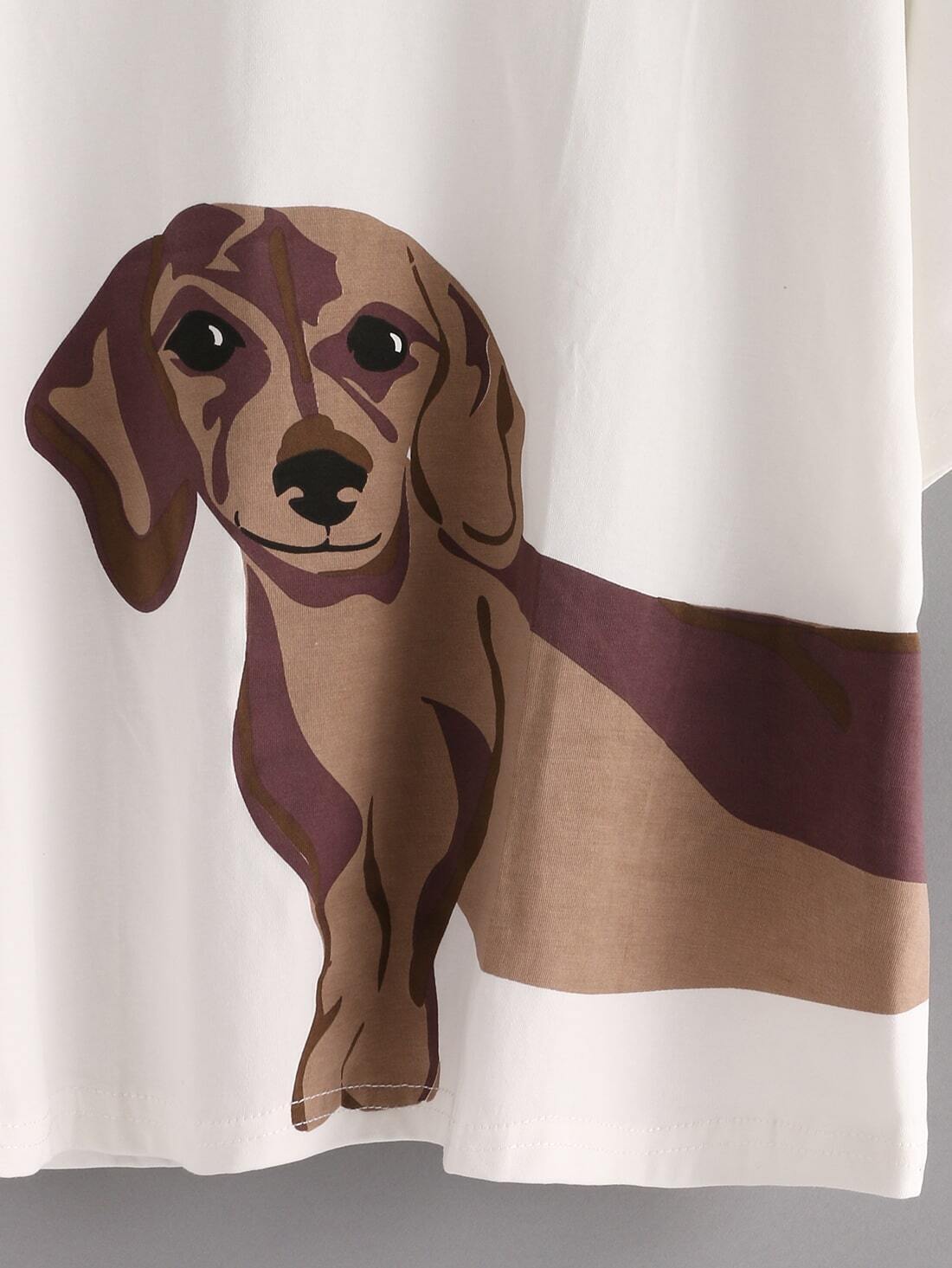 White Dog Print Crop TshirtFor Womenromwe