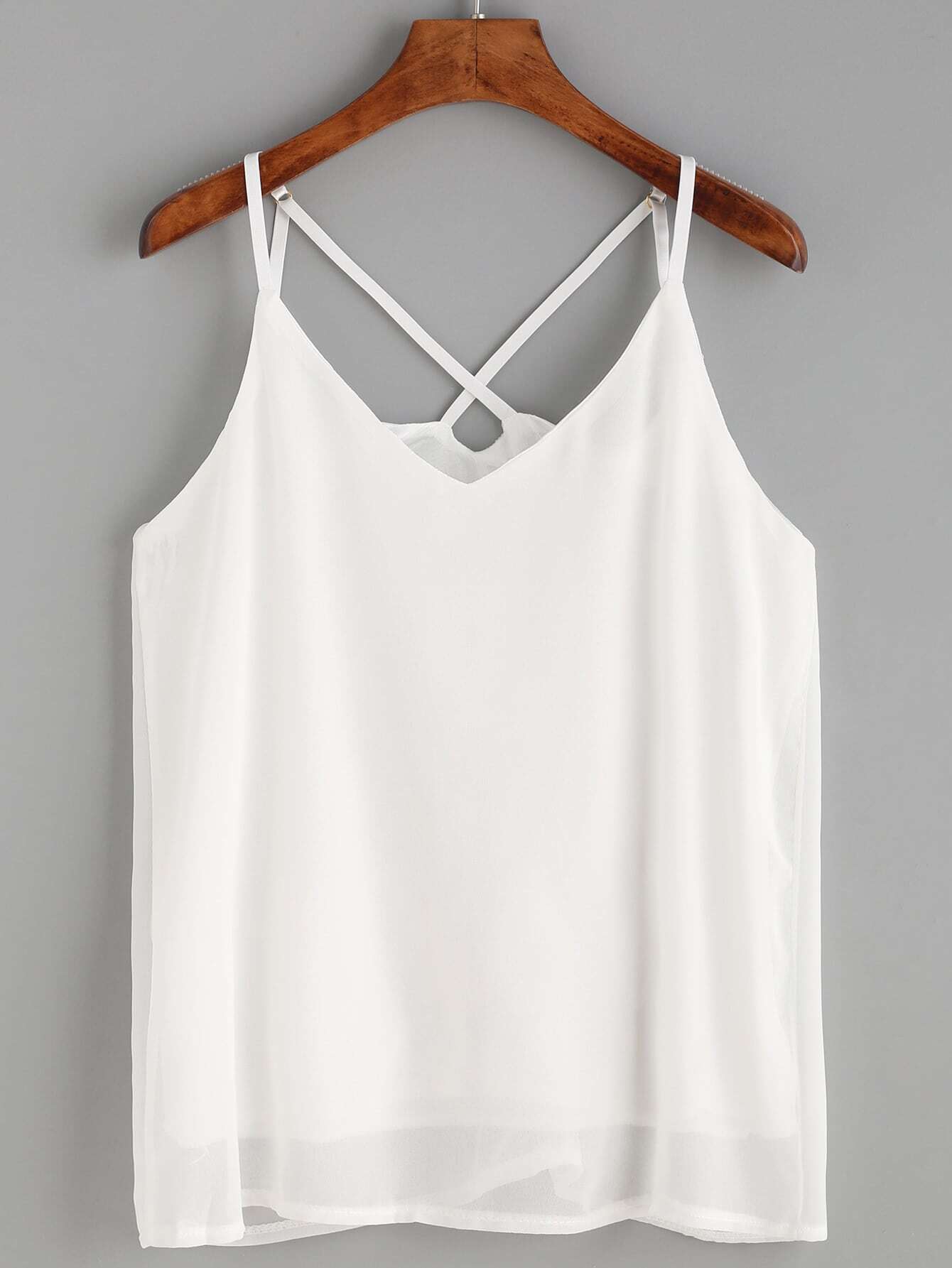 White Strappy Chiffon Cami Top