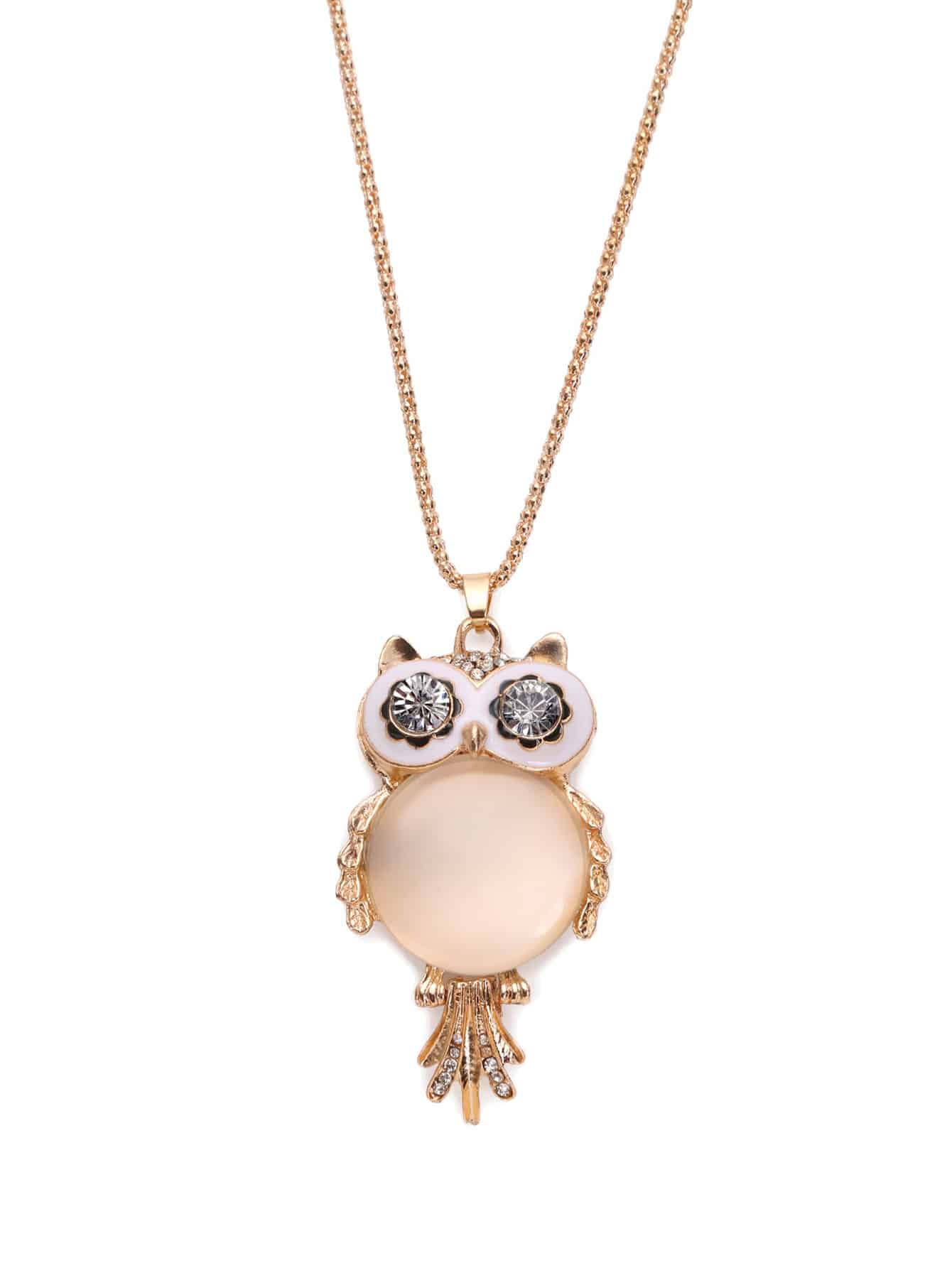 Cymophane Owl Shaped Pendant Necklace